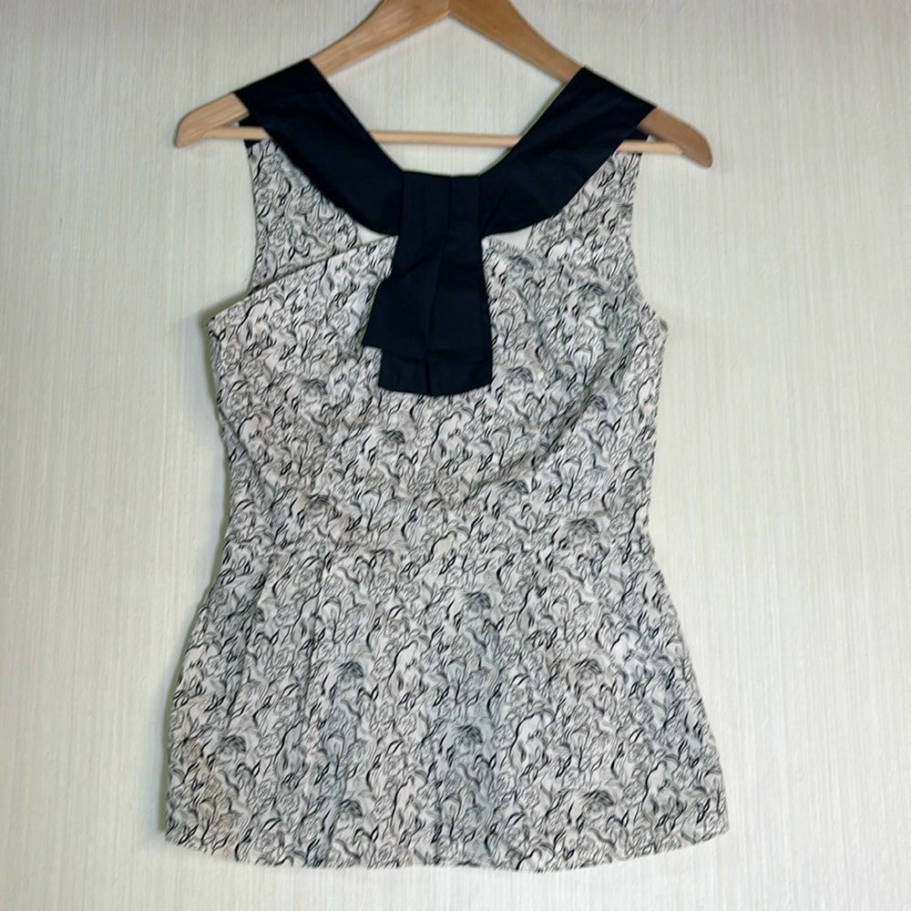Sleeveless Black & White Printed Bow-Back Blouse ASO Spencer Hastings on PLL